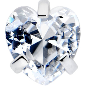18G 1/4 Clear Heart 3mm CZ Gem Steel L-Shape Nose Ring