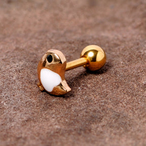 16G 1/4 Black Gem Gold Tone Baby Bird Cartilage Tragus Earring