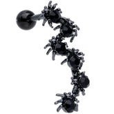 16G 1/4 Black CZ Gem Black Spider Halloween Cartilage Tragus