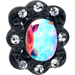 16G 1/4 Aurora Gem Black Filigree Fantasy Cartilage Tragus Earring
