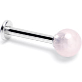 14G 3/8 Pink Crystal Natural Stone Labret Tragus Earring