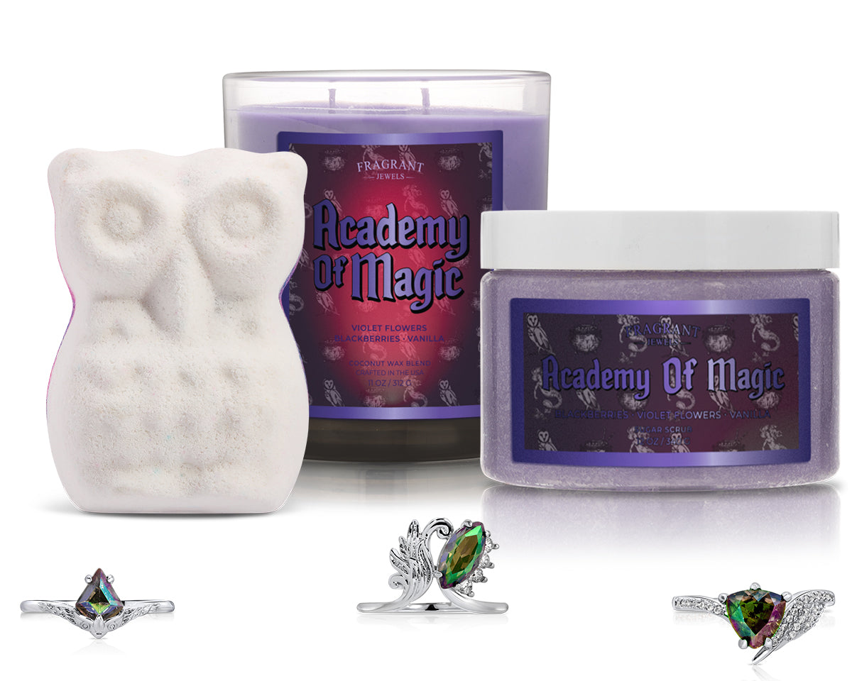 Shapeshifter Society - Academy of Magic - Candle, Bath Bomb, and Body Scrub 3-Piece Set