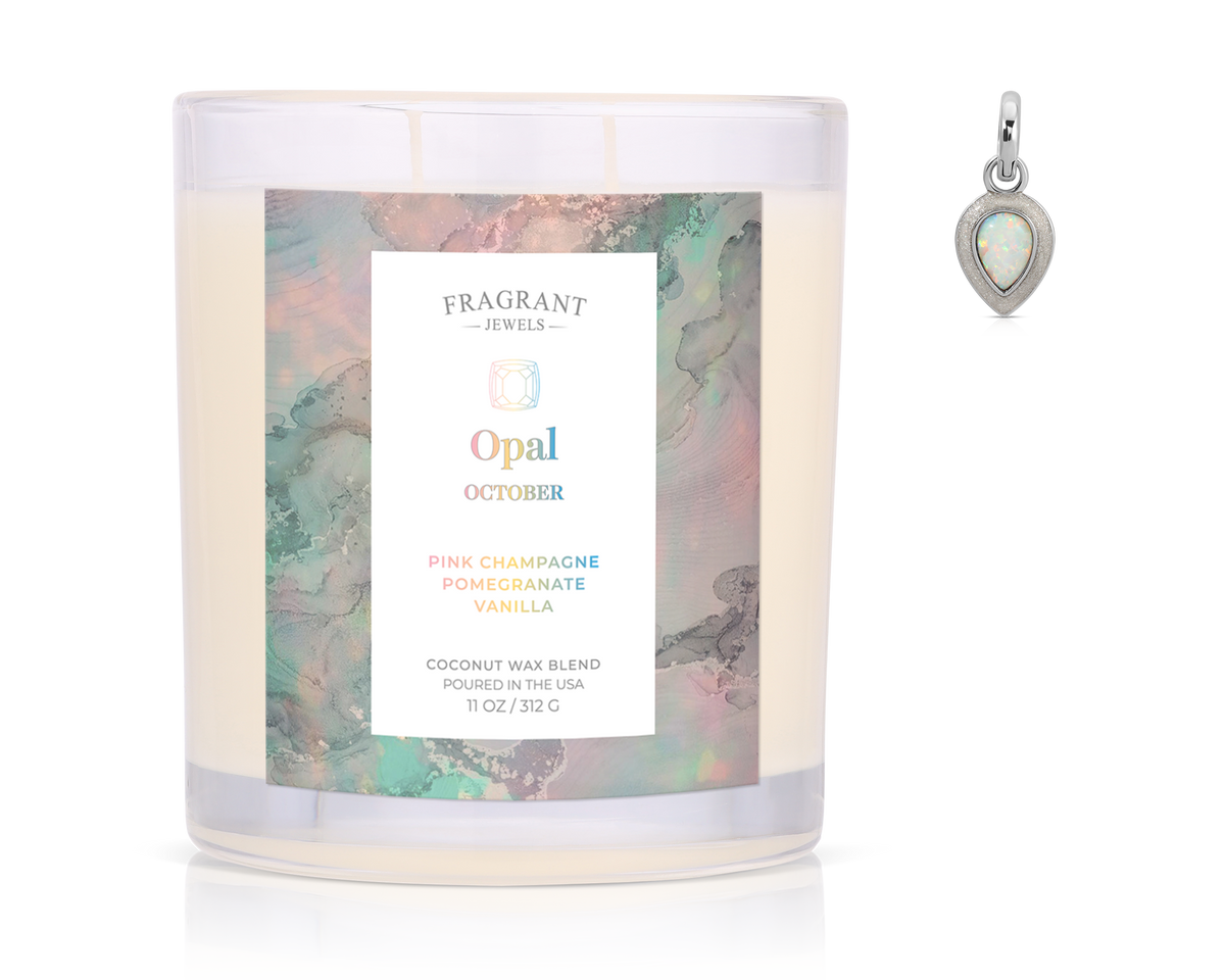October Opal Birthstone Charm - Jewel Candle
