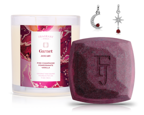 January Garnet Birthstone Charm - Candle and Bath Bomb Set