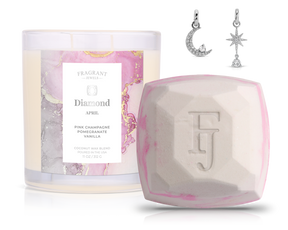 April Diamond Birthstone Charm - Candle and Bath Bomb Set