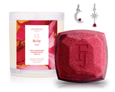 July Ruby Birthstone Charm - Candle and Bath Bomb Set