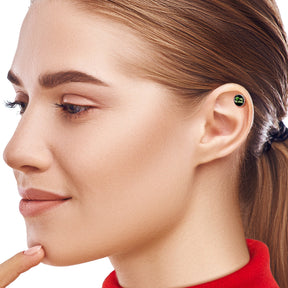 16G 1/4 Black Green Leaf Me Alone Tragus Cartilage Earring by Onyx O