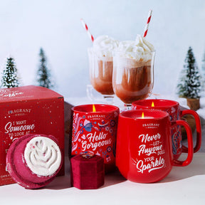 Cafe FJ: Peppermint Twist - Look at Me - Candle and Bath Bomb Set (Without Jewelry)