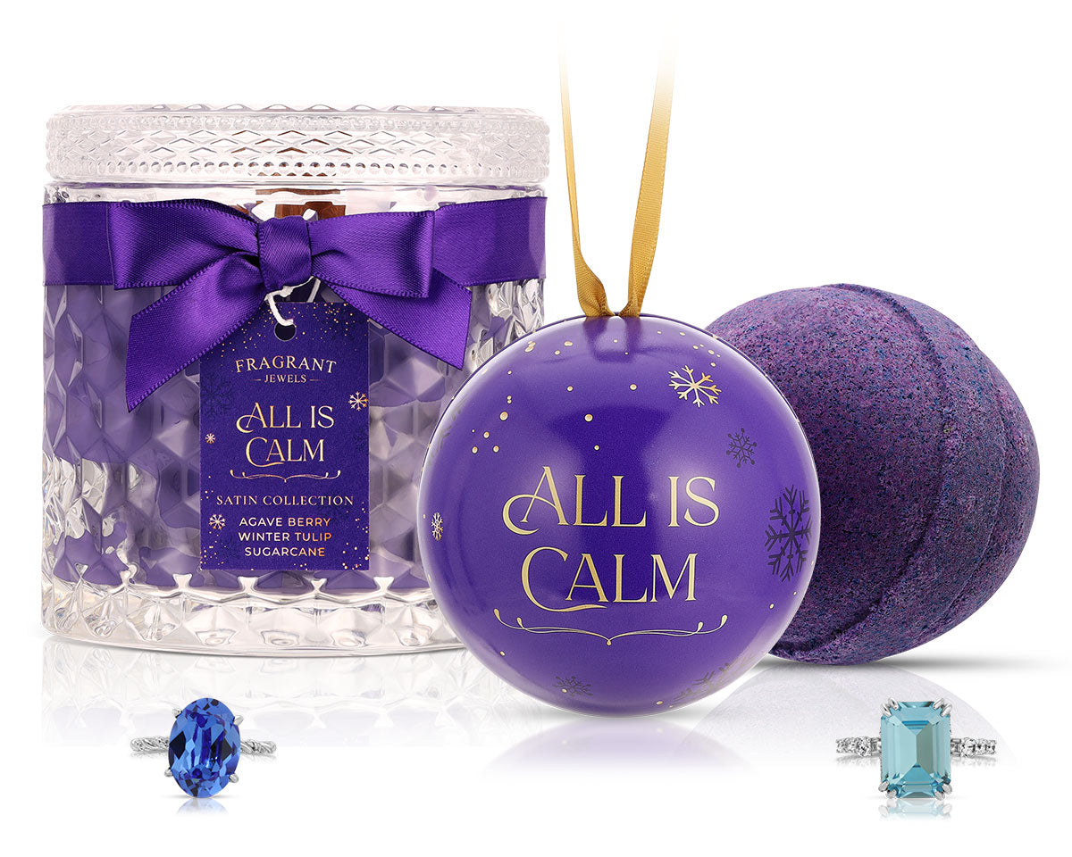 All is Calm - Holiday Satin Collection - Candle and Bath Bomb Set