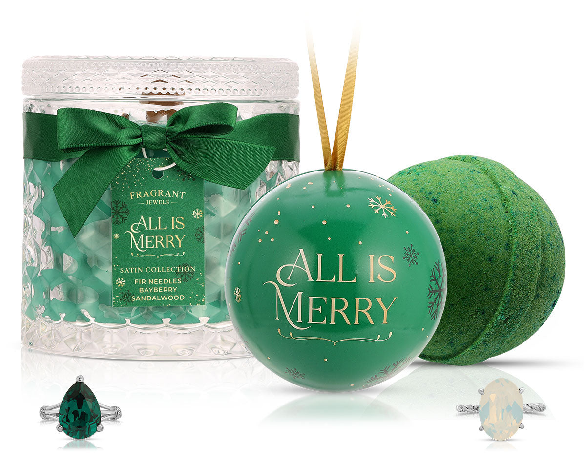 All is Merry - Holiday Satin Collection - Candle and Bath Bomb Set