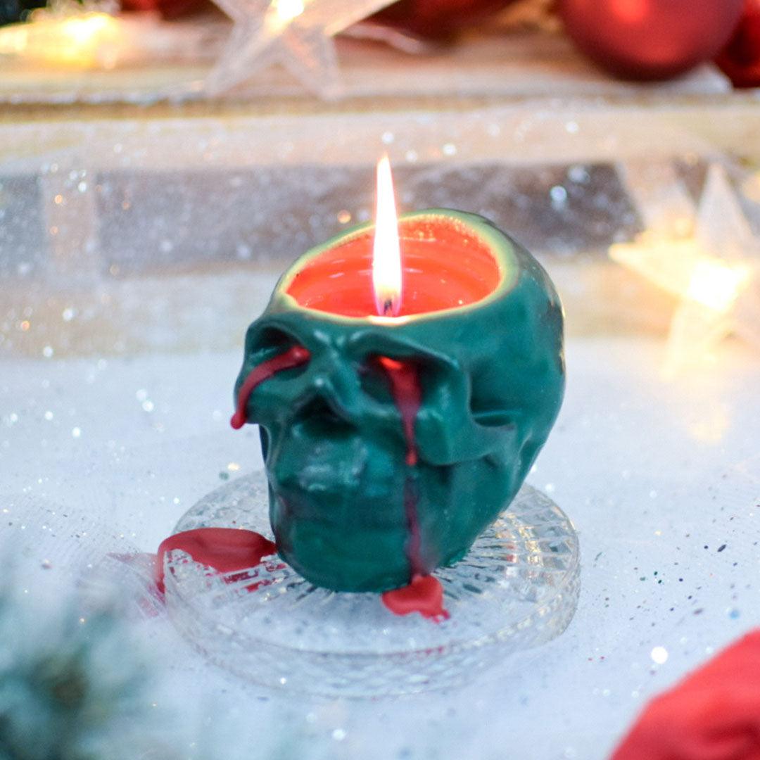 Yule Ghoul - Christmas Skull Pillar Candle