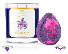 Amethyst - February Birthstone Collection - Candle and Bath Bomb Set
