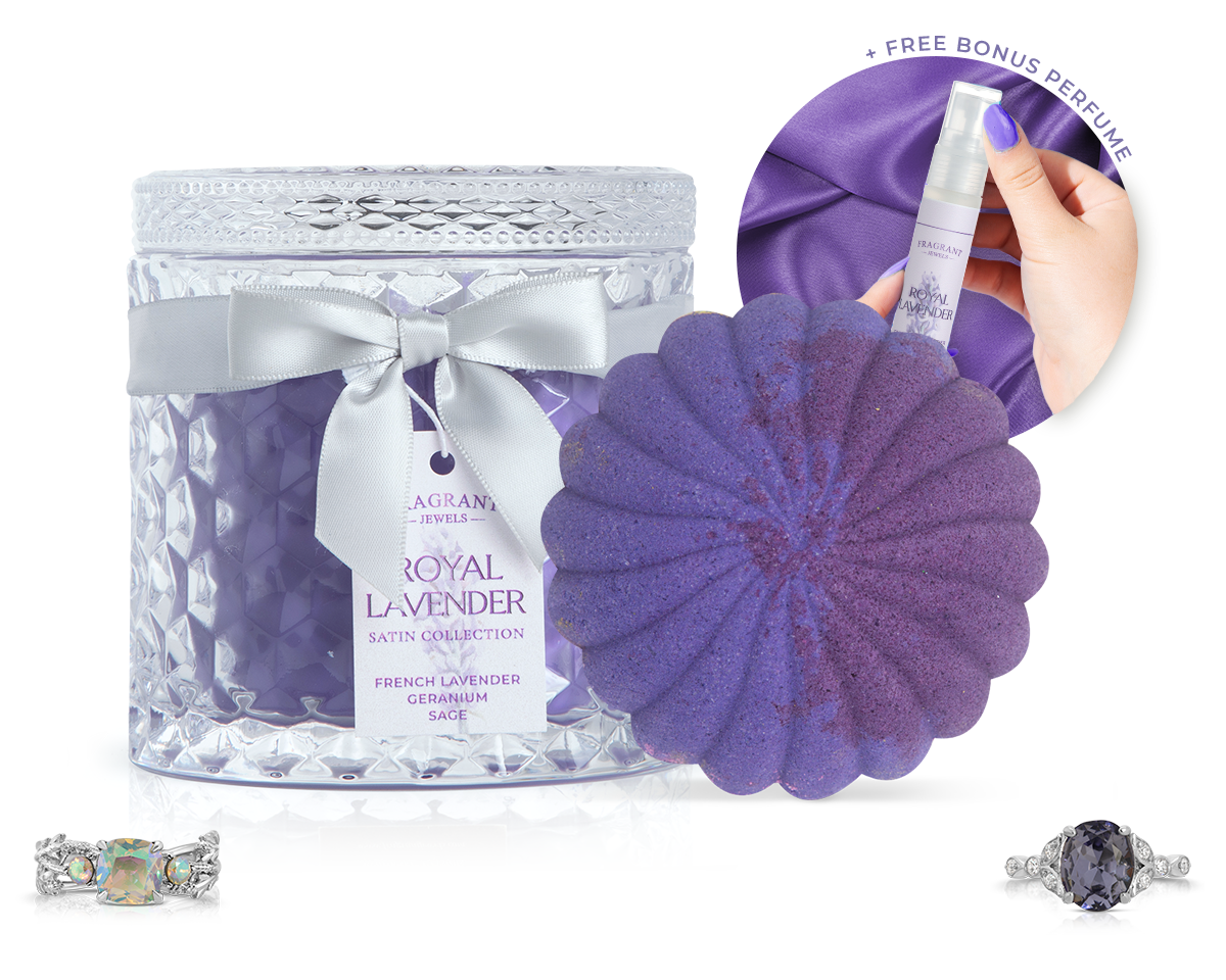 Royal Lavender - Satin Collection - Candle and Bath Bomb Set