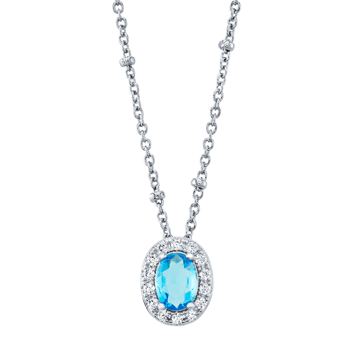 Blue Zircon Birthstone Necklace