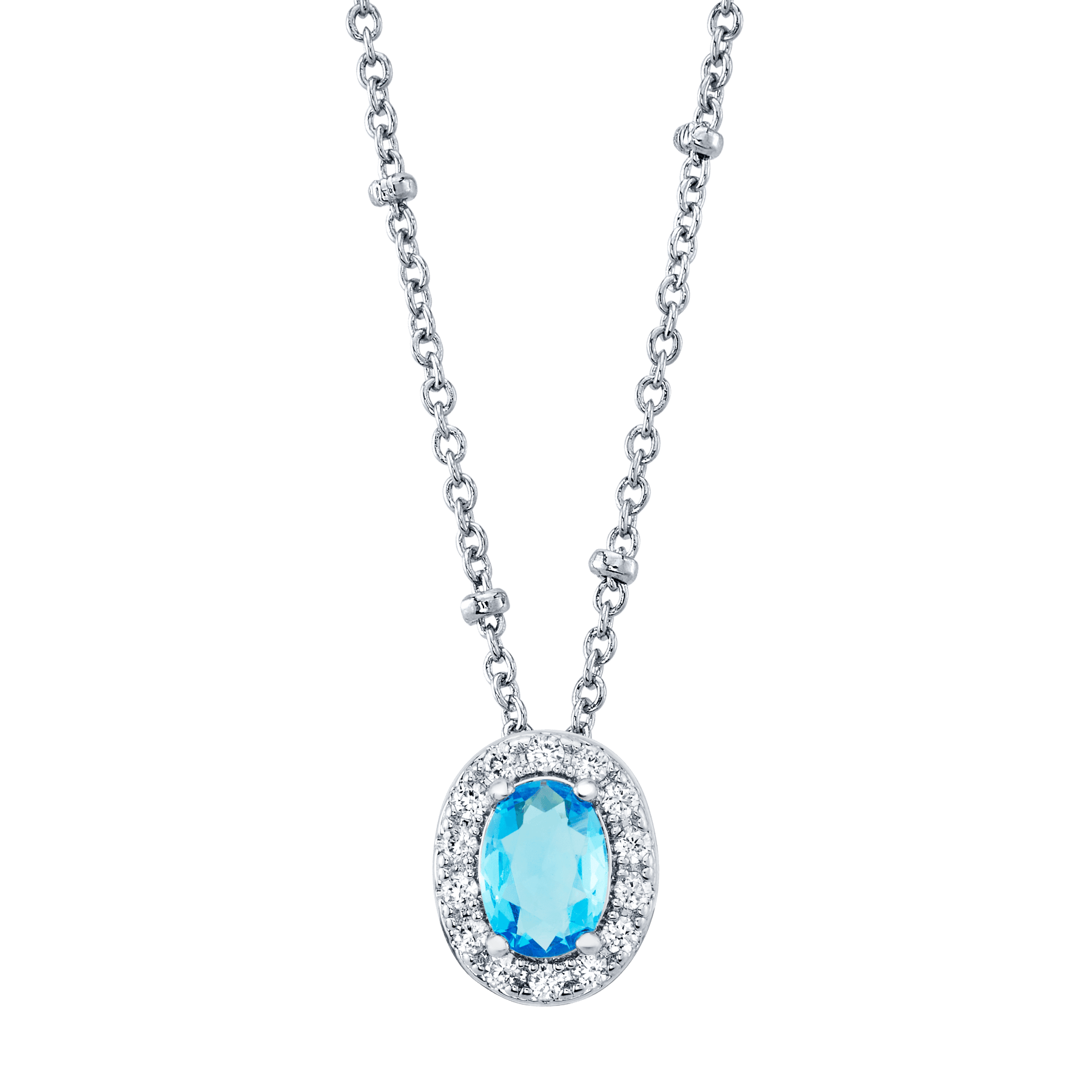 Blue Zircon Birthstone Necklace