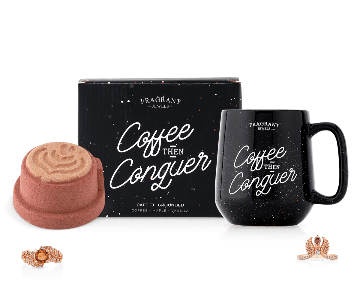 Cafe FJ: Grounded - Coffee Then Conquer - Candle and Bath Bomb Set