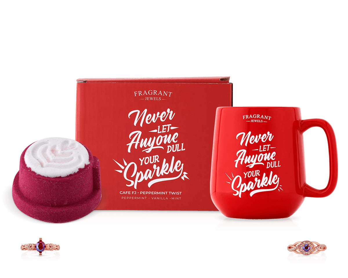 Cafe FJ: Peppermint Twist - Sparkle - Candle and Bath Bomb Set