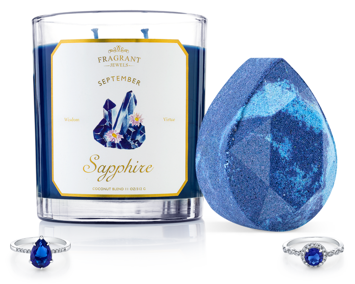Sapphire - September Birthstone Collection - Candle and Bath Bomb Set
